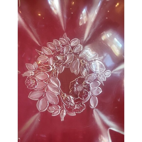 Vtg MIKASA Bianca Rosella Fluted Floral Raised Clear Crystal Glass Serving Bowl - Picture 4 of 5